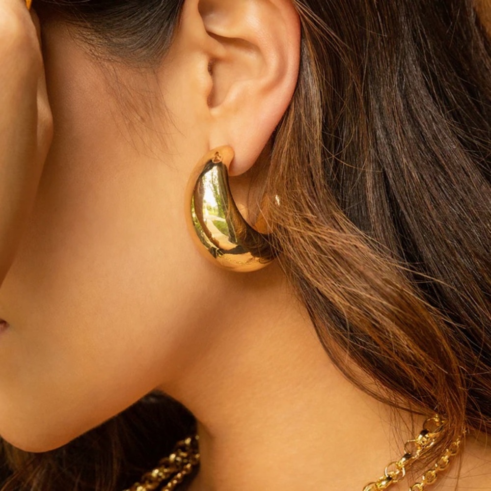 Large Hollow Crescent Hoop Earrings